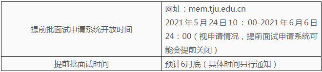 2022年天津大學(xué)MEM項(xiàng)目第一批提前批面試辦法